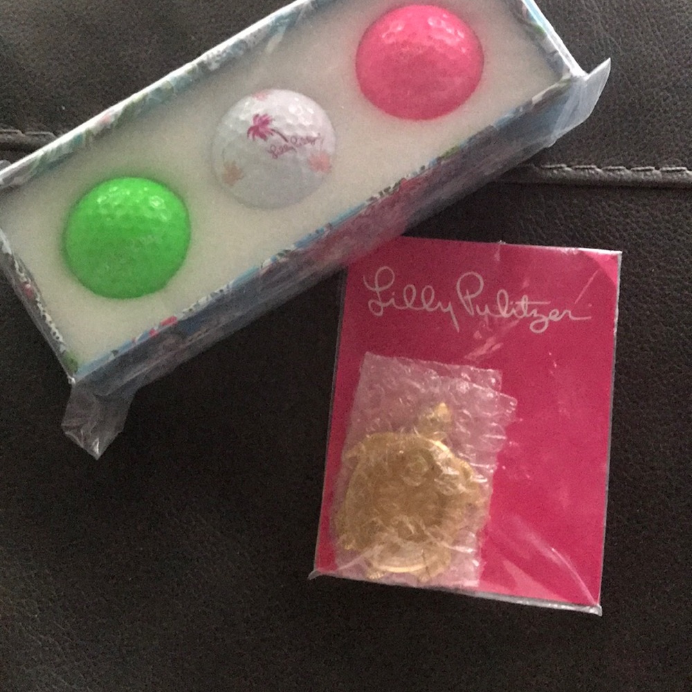 Lilly Pulitzer golf balls and phone ring bundle